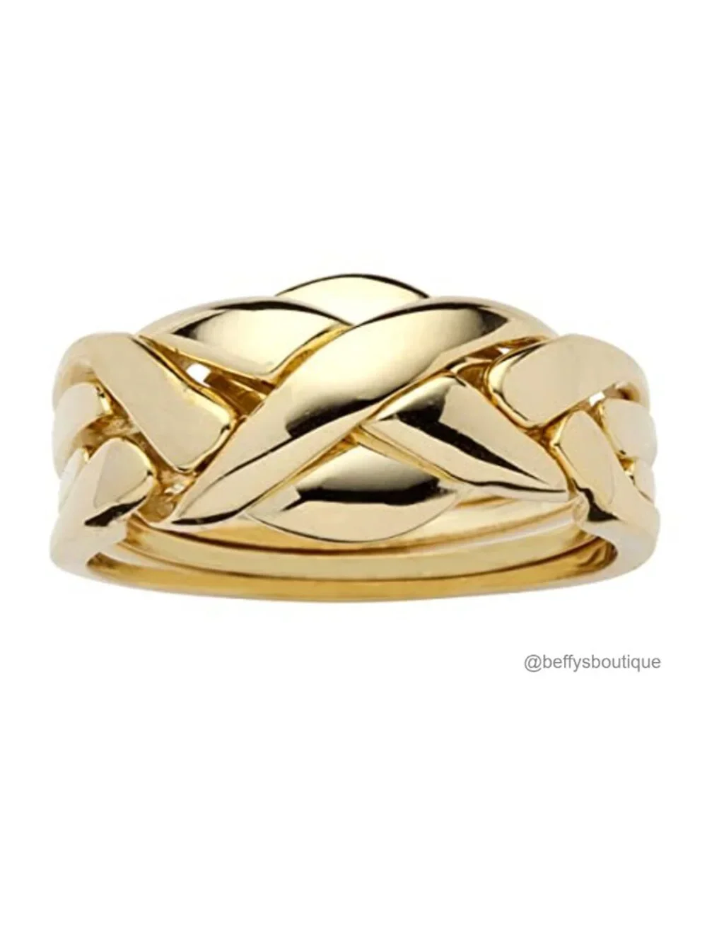14k Yellow Gold Plated Braided Interlocking Puzzle Ring Size 7